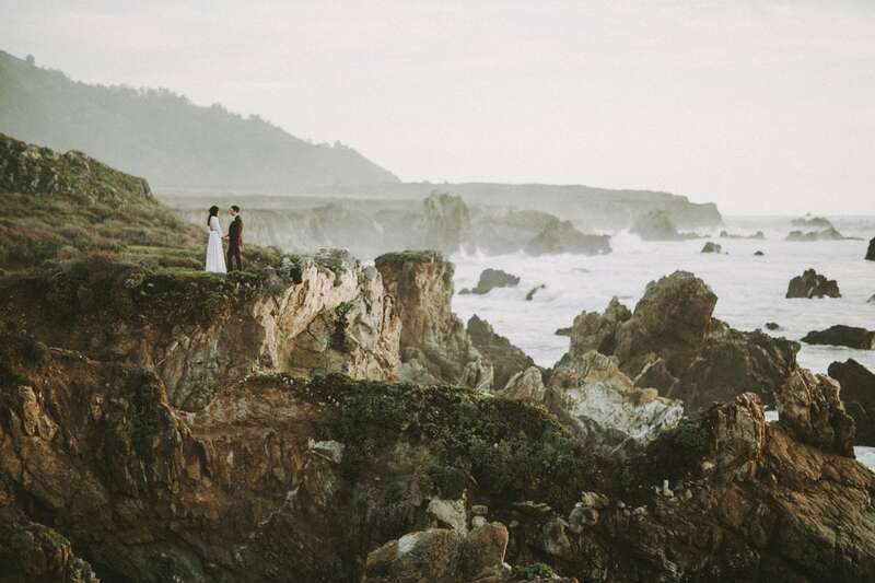 A bride and groom portrait during their elopement in Big Sur, California.