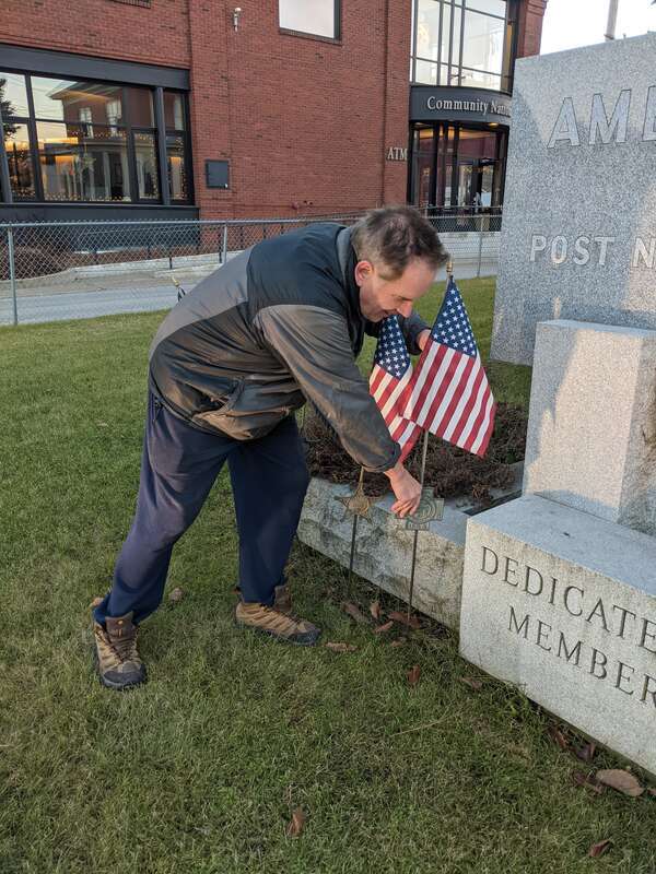 Brian Judd in front of American Legion Post 10 at 320 North Main Street (U.S. Route 302) in downtown Barre, Vermont.