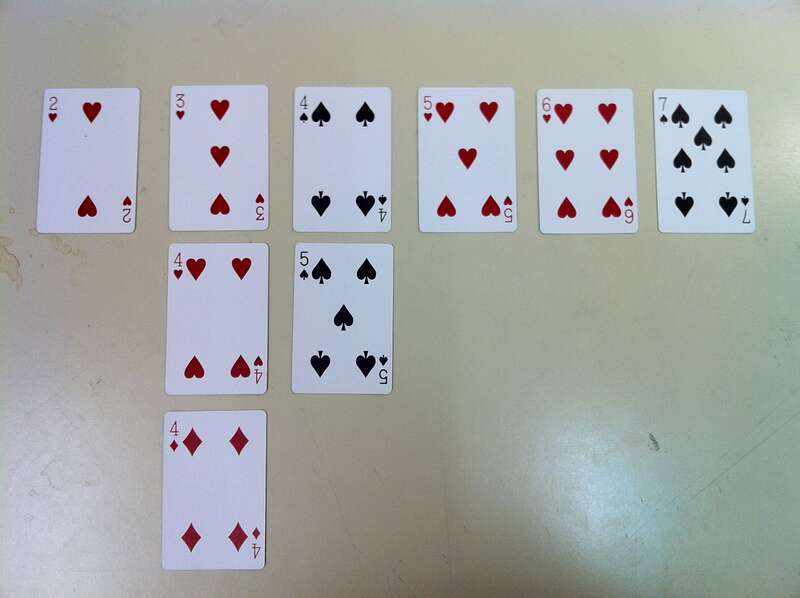 This photo shows cards being used for a collective induction task.