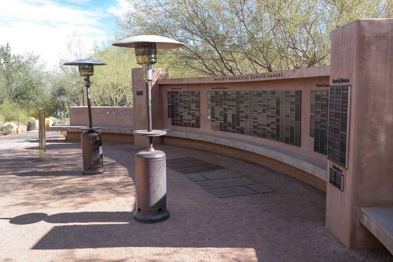 The donor wall at the Desert Botanical Garden in the Phoenix metro area