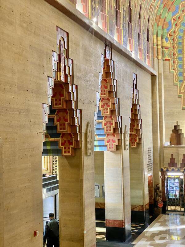 Built in 1929, this Art Deco-style skyscraper was designed by Wirt C. Rowland and Smith, Hinchman and Grylls for the Union Trust Company, and was originally known as the Union Trust Building, later being renamed the Guardian Building.  The building