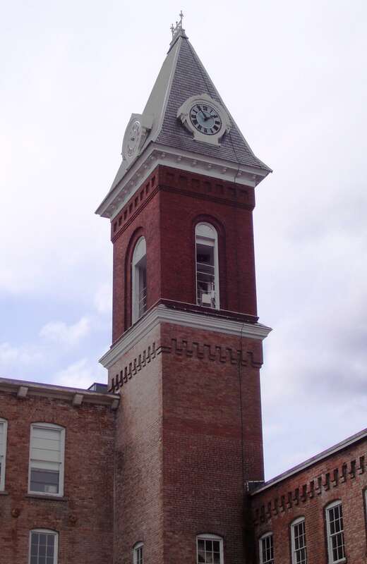 The campanile tower at MASS MoCA in North Adams, Massachusetts
