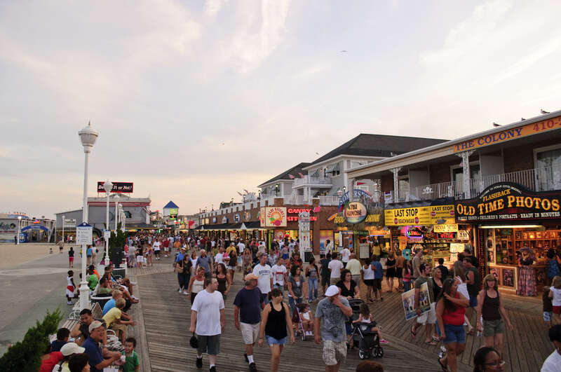 The boardwalk of Ocean City, Maryland