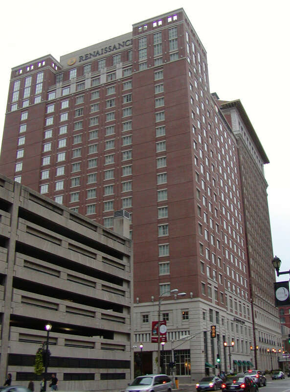 The Renaissance Grand Hotel's 23-floor addition, built in 2002 in St. Louis, Missouri, USA.  The former Statler Hotel is behind this tower.