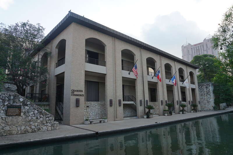 The San Antonio Chamber of Commerce on the San Antonio River Walk in San Antonio, Texas (United States).