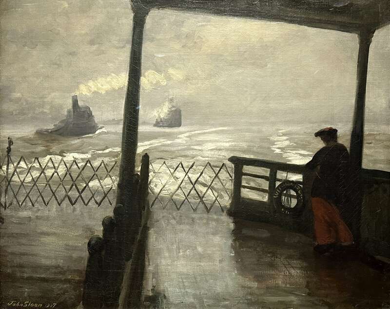 The Wake of the Ferry II by John Sloan on display at The Phillips Collection.