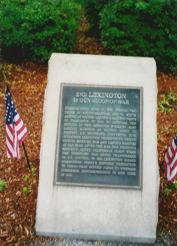 A plaque commemorating the 2nd USS Lexington in Lexington, Massachusetts (United States).