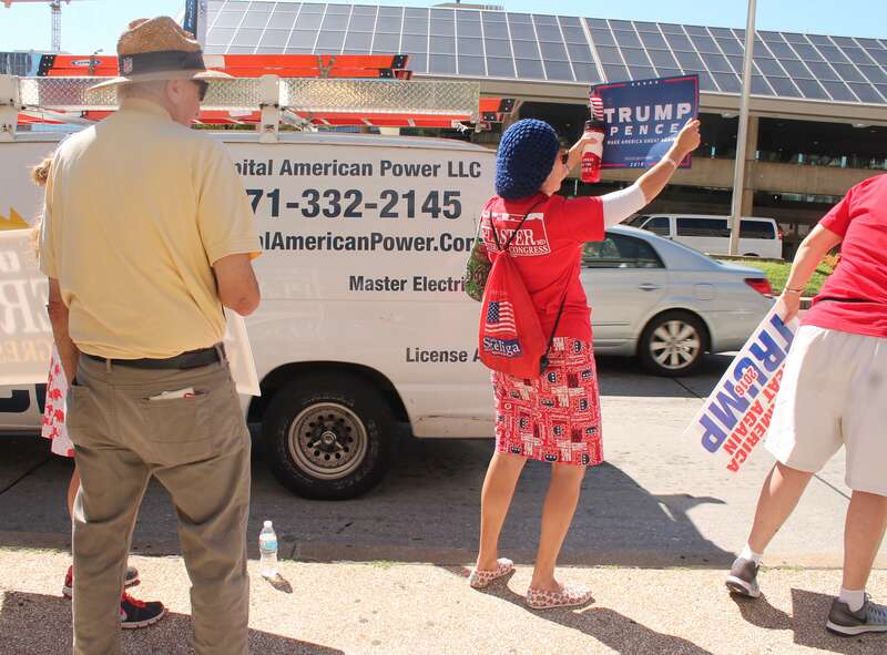 MARYLAND FOR TRUMP ALL HANDS ON DECK demonstration during National Guard Association of the United States Conference and Exhibition at the Baltimore Convention Center on Pratt between Cathedral and Charles Street in Baltimore MD on Sunday morning, 12