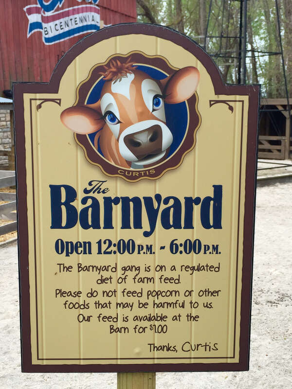 Signage for animal farm in Cedar Point in Sandusky, Ohio.