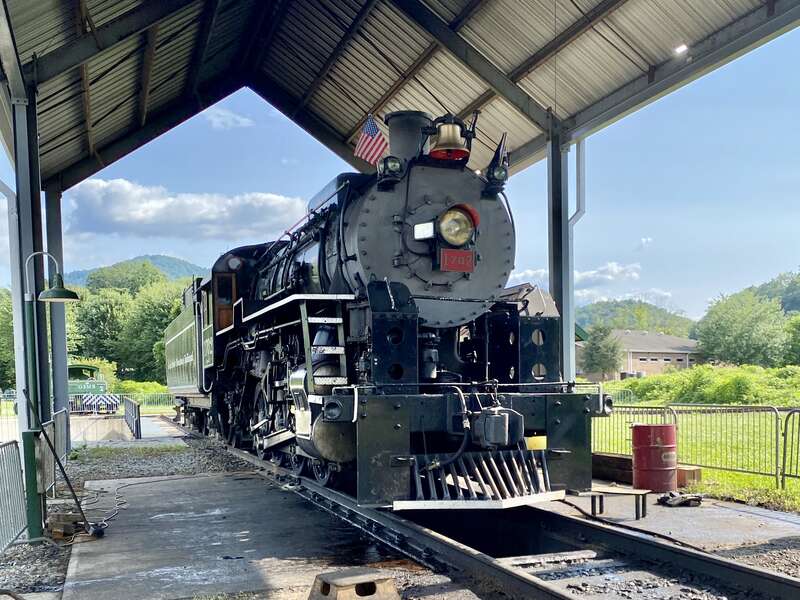 Great Smoky Mountains Railroad 1702 is an S160 class 2-8-0 &quot;Consolidation&quot; type steam locomotive built in September 1942 by the Baldwin Locomotive Works in Philadelphia, Pennsylvania, originally for the U.S. Army Transportation Corps during World War