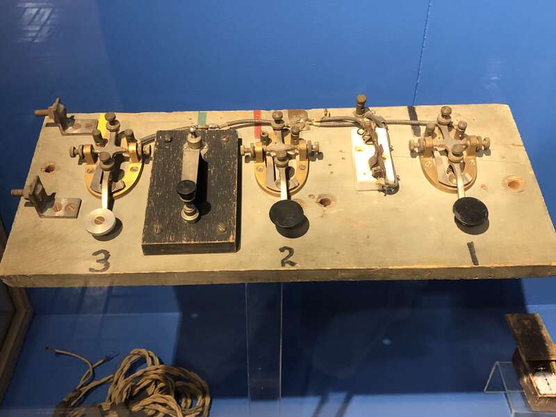 Original launch console for launching Dr. Goddard liquid fuel rockets.  Note the 3-2-1 sequence, left to right.