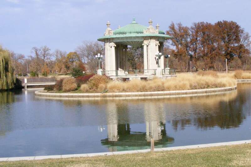 Nathan Frank Bandstand in Pagoda Circle in Forest Park in St. Louis, Missouri, U.S.A., erected in 1925.