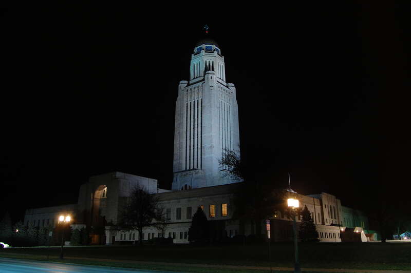 This building was constructed between 1922-1932 and is IMHO the coolest capitol building.

(Experimenting with the &quot;Magic Cloth&quot; technique.  Held my glove in front of the upper portion of the frame to avoid burning out the tower which was lit more