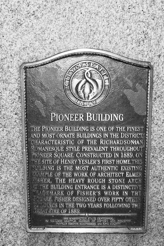 Details of the 1892 Pioneer Building in Pioneer Square