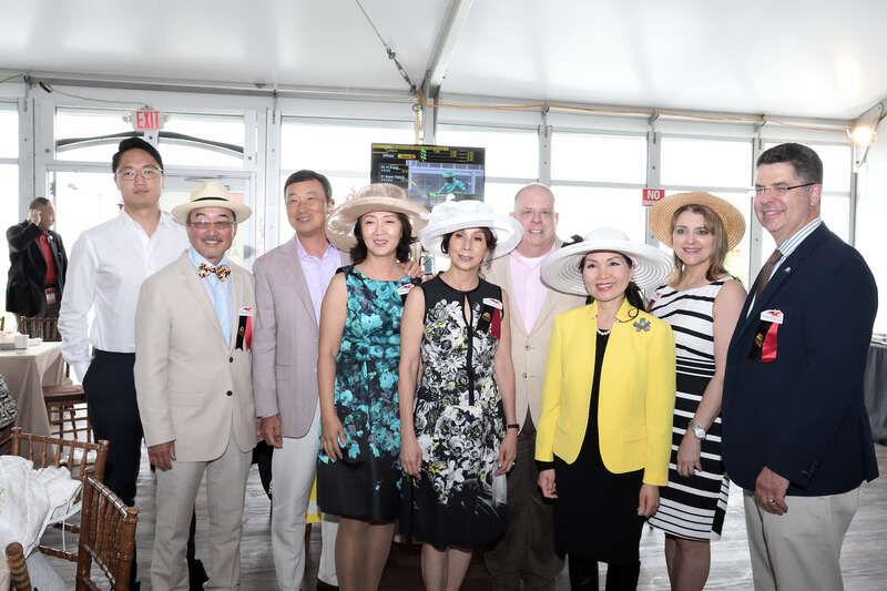 Governor Hogan, First Lady Yumi Hogan And Lt Governor Boyd Rutherford Attend the Preakness by Staff Photographers at Pimlico, Baltimore Maryland