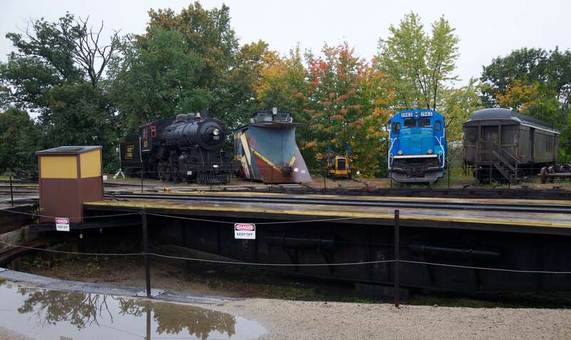 Note the old snowplow next to the steam locomotive