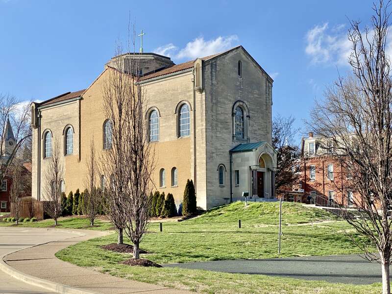 Built in 1951-1952 and internally finished in 1966, this Romanesque Revival-style building is now the Shrine of Saint Philippine Duchesne, and was originally intended to be a larger structure, with a nave to the south having never been completed, the