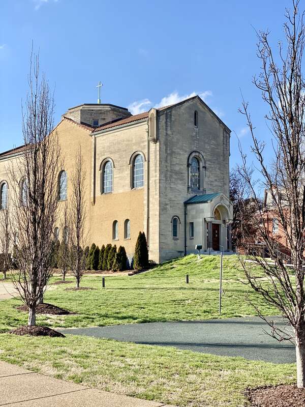 Built in 1951-1952 and internally finished in 1966, this Romanesque Revival-style building is now the Shrine of Saint Philippine Duchesne, and was originally intended to be a larger structure, with a nave to the south having never been completed, the