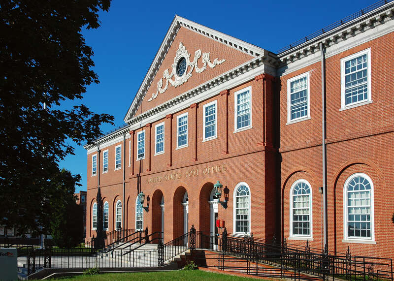 US Post Office in Salem, Massachusetts. Est. 1932 and added to the National Register of Historic Places in 1986.