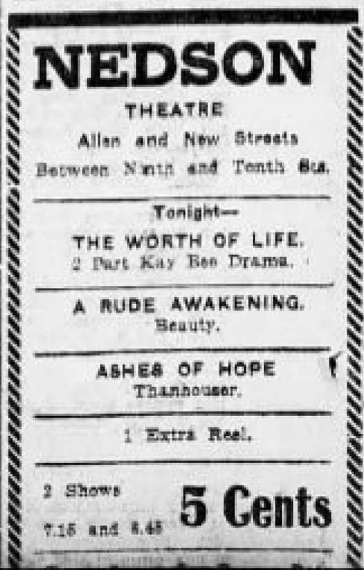 Nedson Theater Newspaper Ad Allentown PA