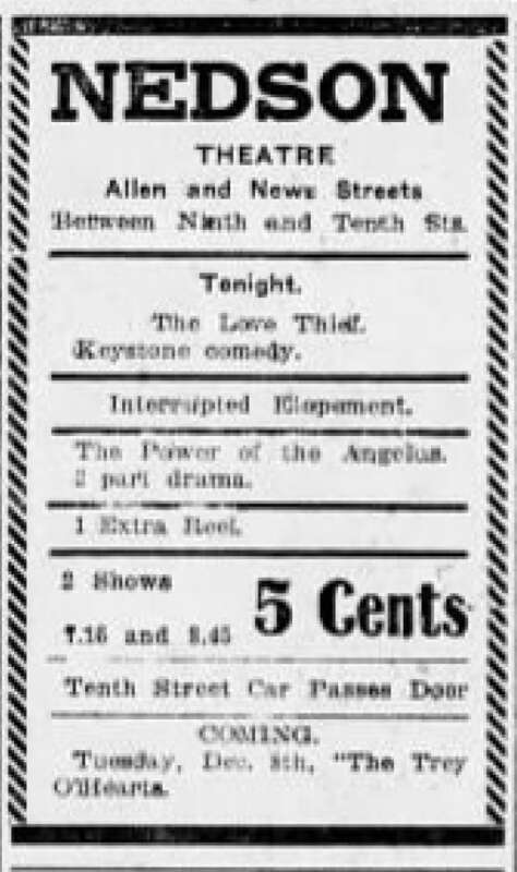 Nedson Theater Newspaper Ad Allentown PA