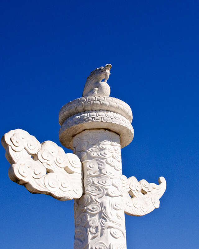 Totem at the entrance of Forbidden Gardens in Katy, TX
