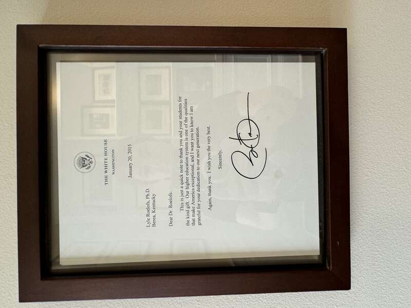Barack Obama letter at the Boone Tavern Hotel