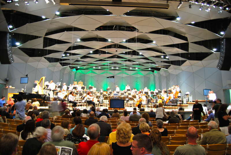 The Boston Pops setting up to play &quot;Film Night at Tanglewood&quot; under the direction of John Williams at Tanglewood in Lenox, Massachusetts, United States