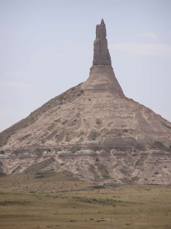 Chimney Rock a landmark along the California, Oregon and Mormon Trails in western Nebraska.