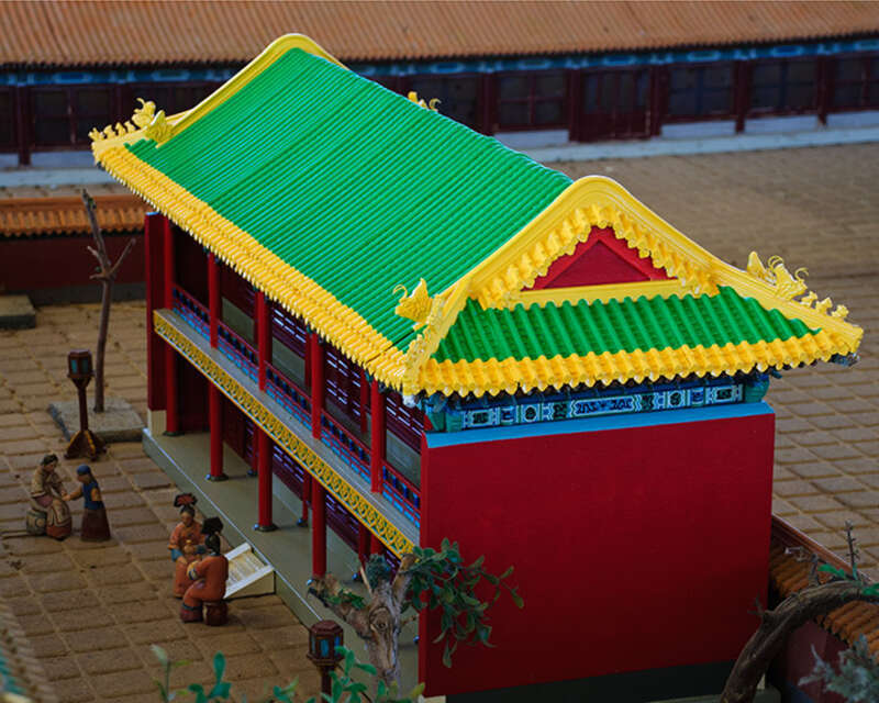 Miniature building in Forbidden City section of Forbidden Gardens in Katy, TX
