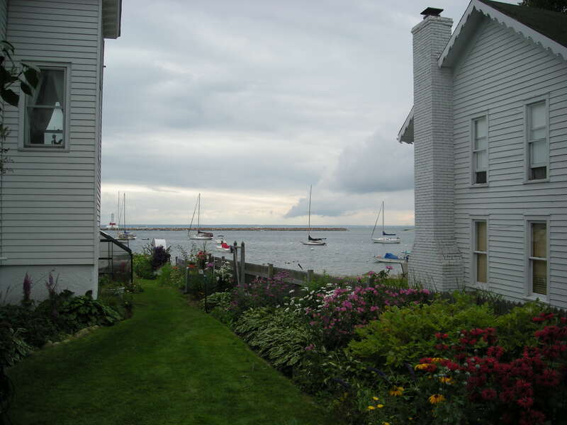 Houses and the marina on Mackinac Island, Michigan (United States).