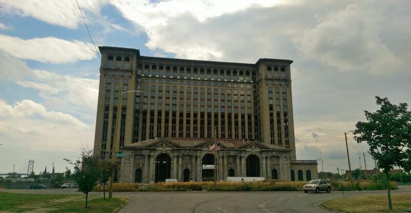 Michigan Central Station viewed from Roosevelt Park