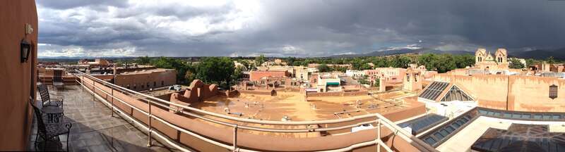 Photo from the top deck of LaFonda Hotel on the Plaza, downtown, Santa Fe, NM