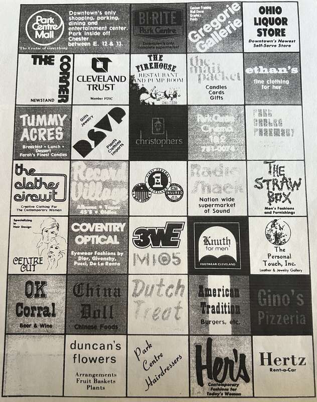 Stores of Park Centre Mall 1970s