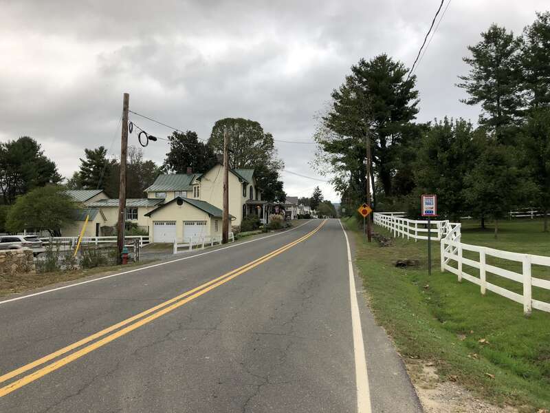 View east along U.S. Route 211 Business and north along U.S. Route 522 Business (Main Street) at Mount Prospect Lane in Washington, Rappahannock County, Virginia