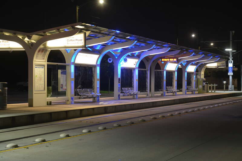 Coffee Plant Second Ward Rail Station. From the north side of Harrisburg St.