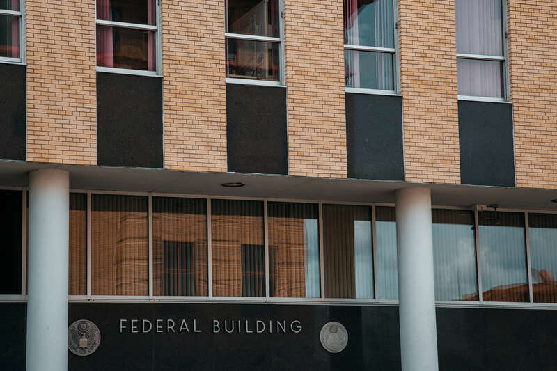 The federal building in Bemidji, Minnesota, built 1960. The building hosues the Bureau of Indian Affairs and the Indian Health Service.