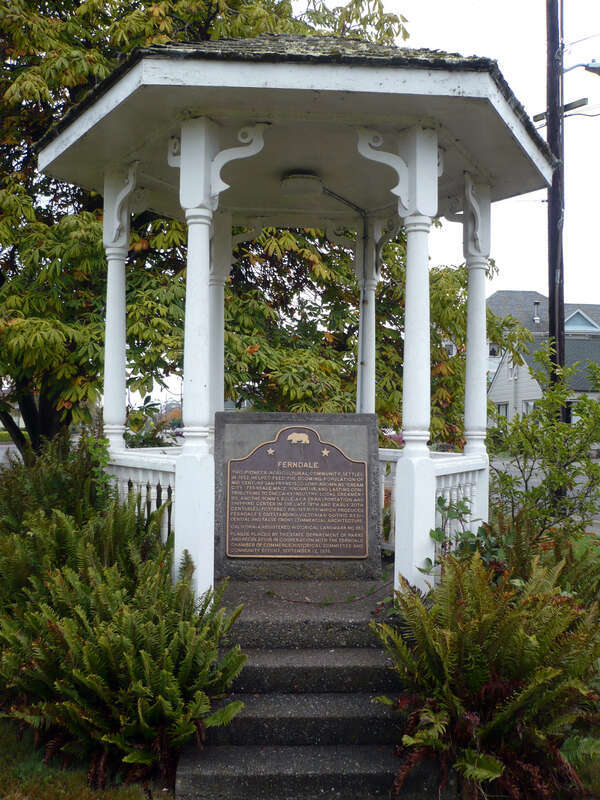 The gazebo from the movie &quot;The Majestic&quot; was donated to the City of Ferndale, placed in town hall park and the historical marker placed inside.  The marker reads &quot;Ferndale This pioneer agricultural community, settled in 1852, helped feed the booming