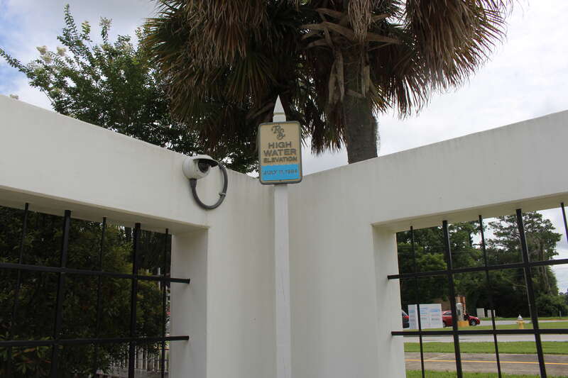 Flood marker in Radium Springs Garden, Dougherty County, Georgia