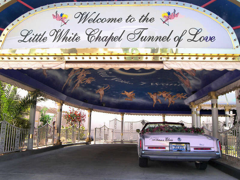 The Little White Wedding Chapel drive-through tunnel of vows located in Las Vegas, Nevada, United States.
