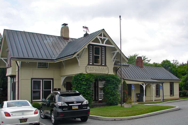 Montchanin Railway Station in Montchanin Historic District on the NRHP since June 9, 1978. At Delaware Route 100, in Montchanin, Delaware - about a mile north of Wilmington (center of DuPont family activity in the area).