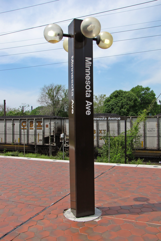 Lighted pylon at Minnesota Avenue station, in northeast Washington, DC.

Ben Schumin is a professional photographer who captures the intricacies of daily life.  This image may be used under Creative Commons Attribution-ShareAlike 2.0.  Please provide