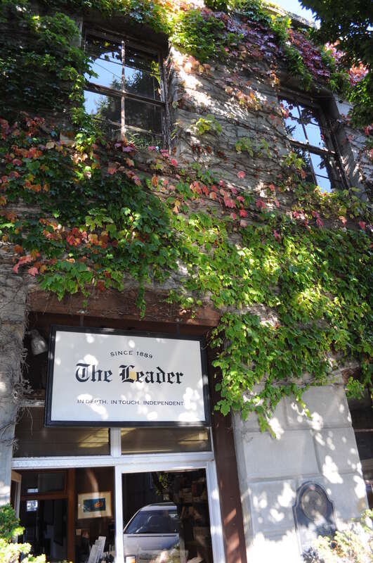 Entrance to the Leader Building (originally the Fowler Building), 226 Adams Street, Port Townsend, Washington, USA. Home of the newspaper The Leader.