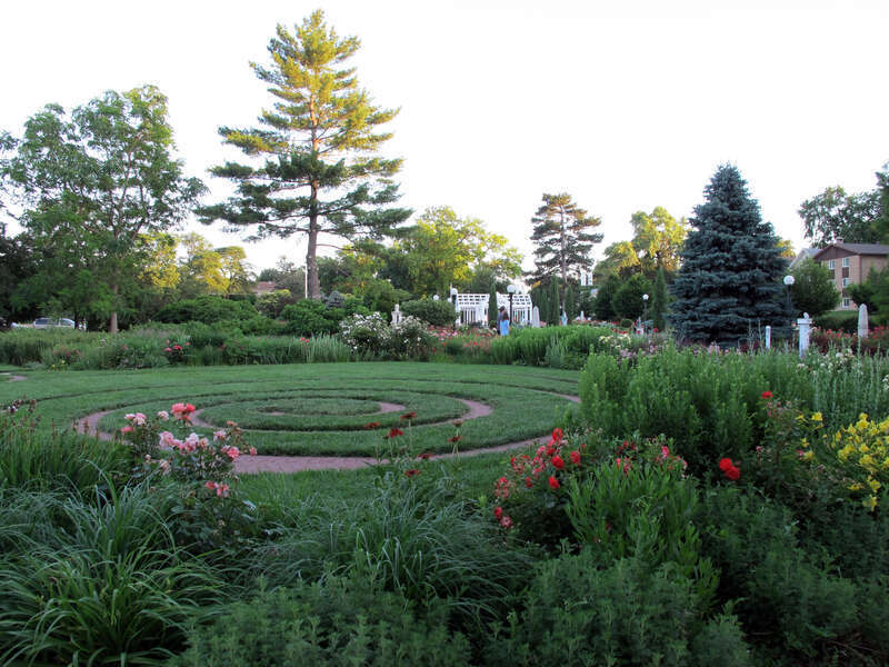 Photo of a section of the Rotary Strolling Garden (within Antelope Park), located to the east of S. 27th &amp;amp; &quot;C&quot; Streets in Lincoln, Nebraska.  Photo taken near the northwestern extremity of the garden, looking almost due south.  The Hamann Rose