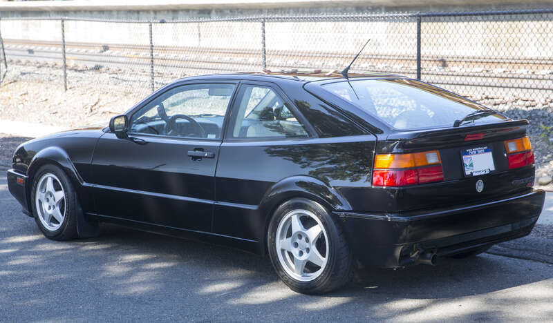 A 1993 Volkswagen Corrado SLC (US name for the VR6) in Black at the Caffeine and Carburetors in New Canaan, CT. Automated seatbelts (no airbag), built in Osnabrück of course.