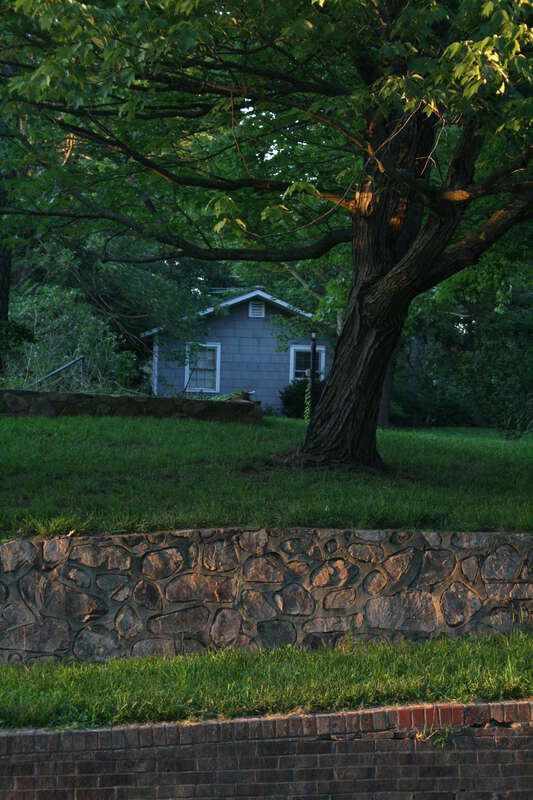 A house seen from Elizabeth St at dusk in Chapel Hill, North Carolina.