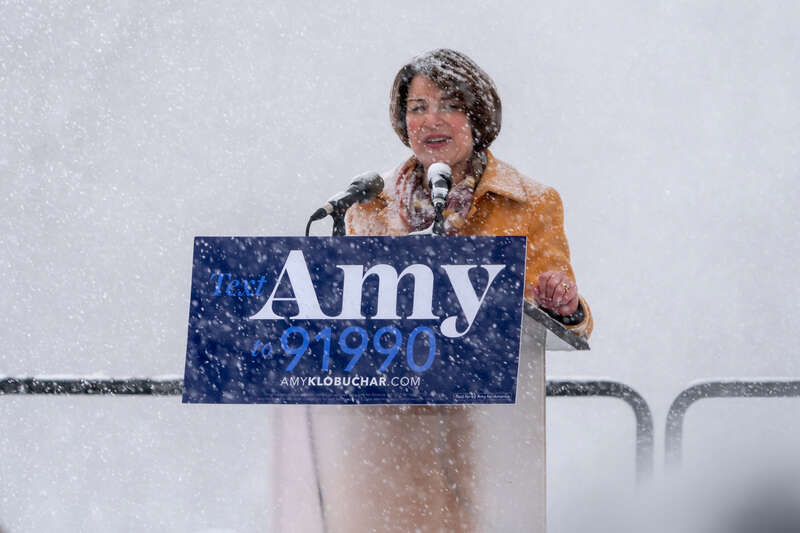 Senator Amy Klobuchar made her announcement to run for president in 2020 on a snowy Sunday at Boom Island Park in Minneapolis, Minnesota.