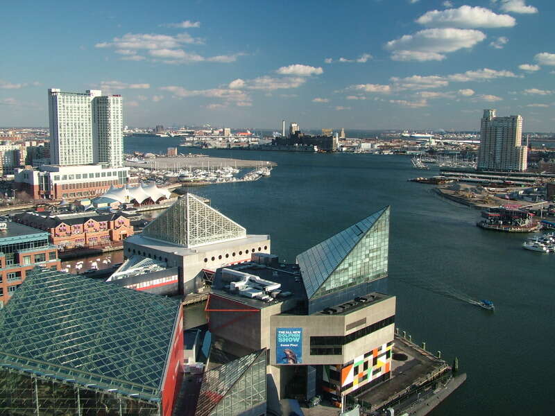 View from the 17th floor of the World Trade Centre in Baltimore.