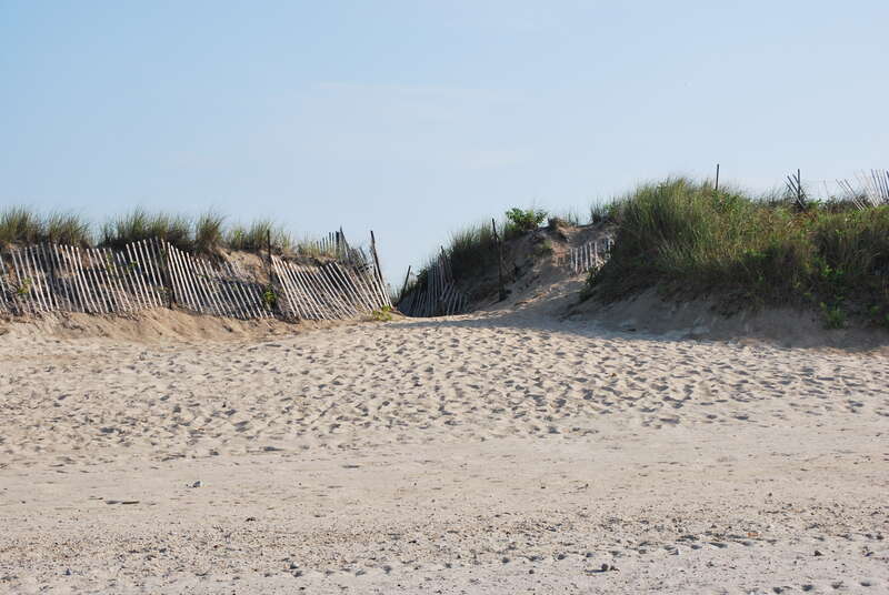 Entrance to Misquamicut Beach, Rhode Island from the road.