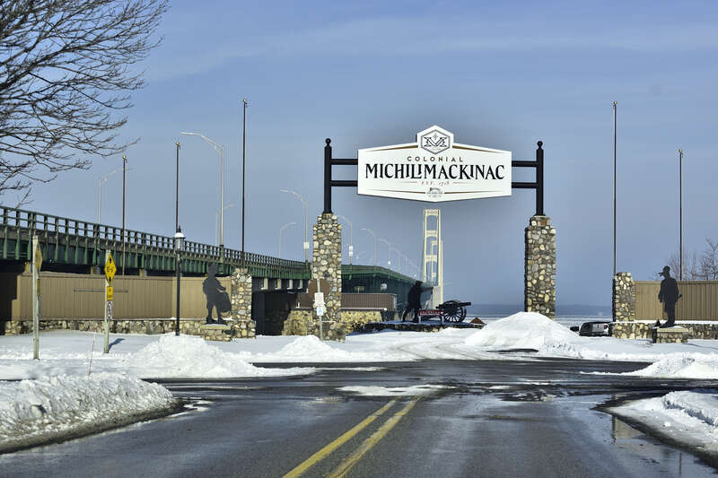 Fort Michilimackinac in the winter.